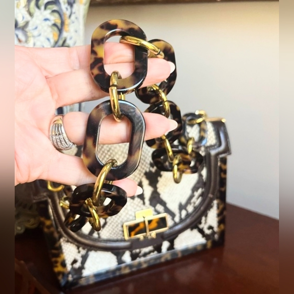 NWOT Tory Burch Runway Shoulder Bag - Pony Hair/Snakeskin Patterned GHW - Picture 6 of 9